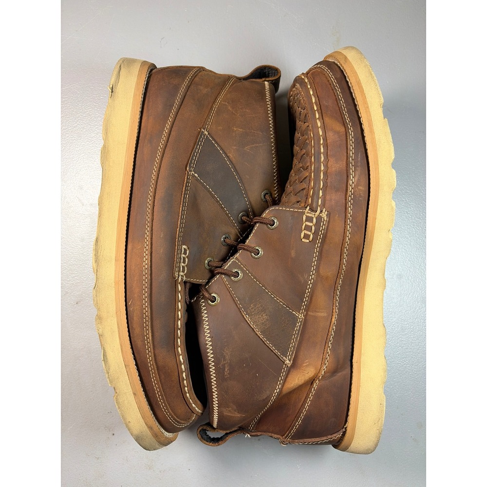 Twisted X Driving Moc Chukka Boots Mens 12M Brown Leather Woven MCA0032 Wedge - Picture 2 of 8